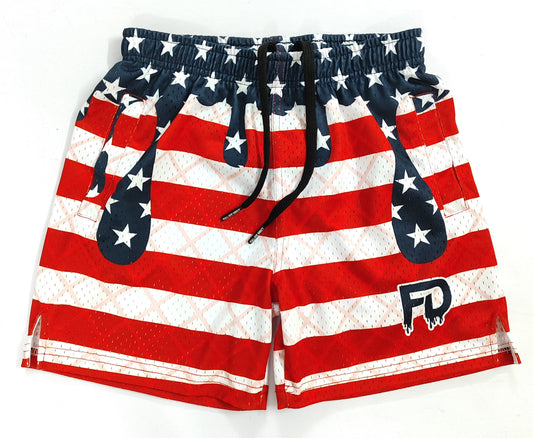 Red, White & Drippin - Full Dye Shorts